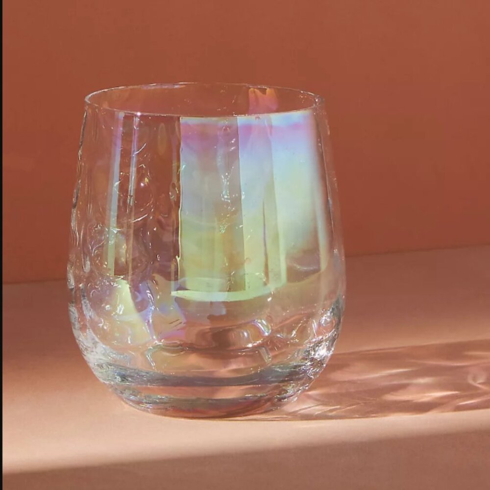 Iridescent Stemless Wine Glasses, Set of 8